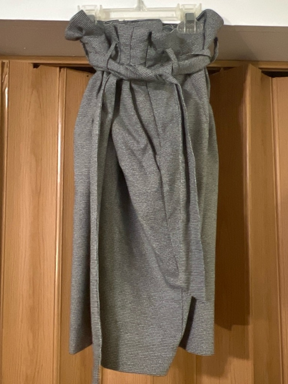 H&M Gray Paperbag Waist Midi Skirt with Self-Tie Belt